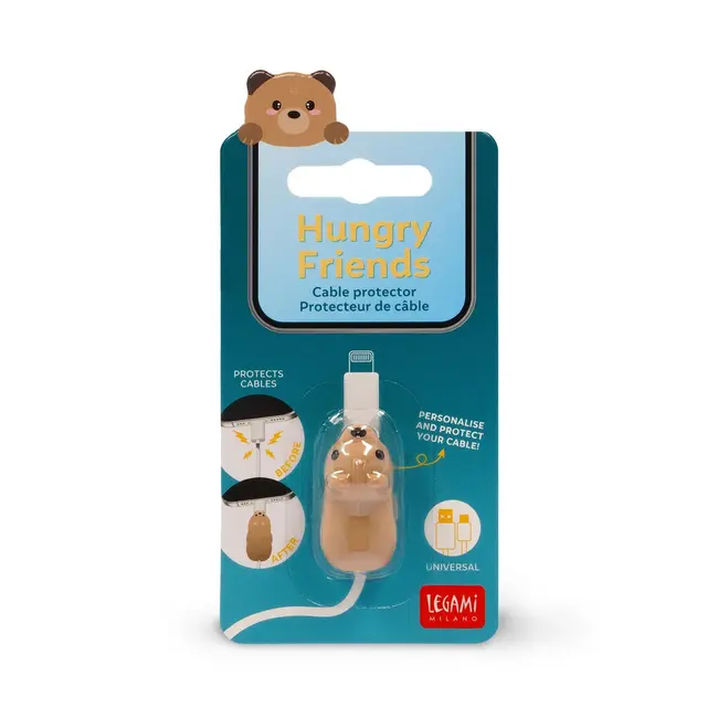 Legami Hungry Friends - Cable Protector - Teddy Bear