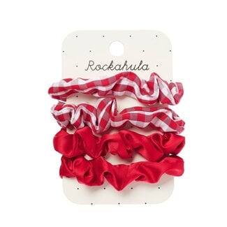 Rockahula Scrunchies - School Check and Satin Red