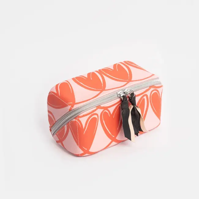 Caroline Gardner Toilettas - Pink & Orange Hearts