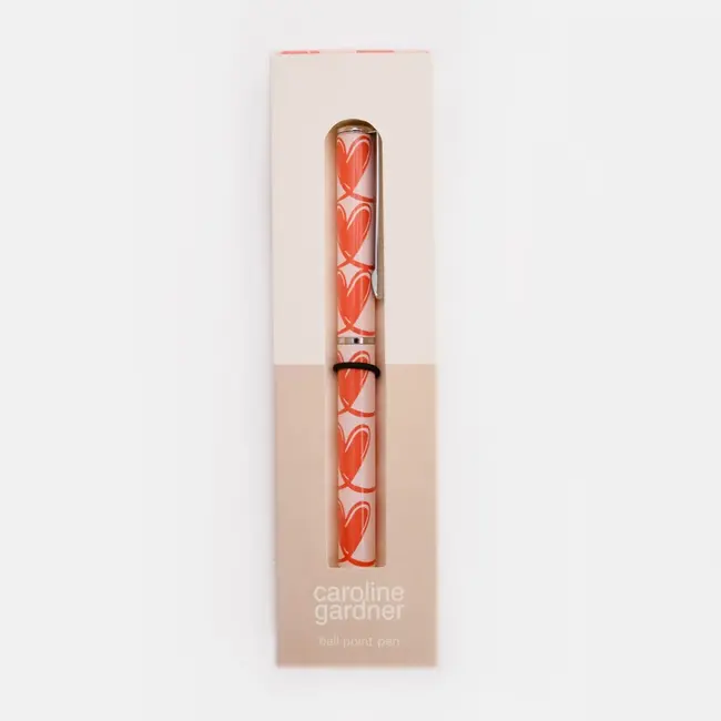 Caroline Gardner Giftbox Balpen - Pink & Orange Hearts