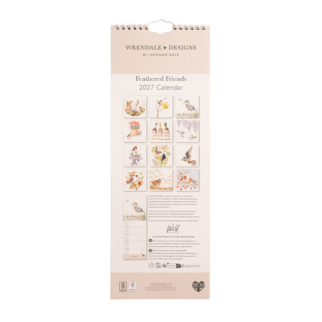 Wrendale Kalender Slim 2027 - Feathered Friends