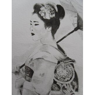 Geisha 2 paraplu Shikishi 13x12 cm