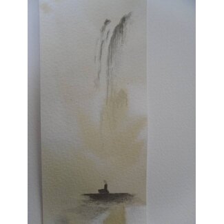 Monje bajo la cascada Tanzaku 36x6 cm