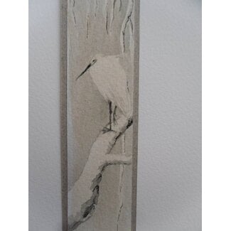 Silver heron in the snow Tanzaku 23,5x3 cm