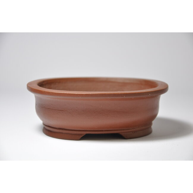 Oval unglazed Shibakatsu pot - 125 x 101 x 43 mm