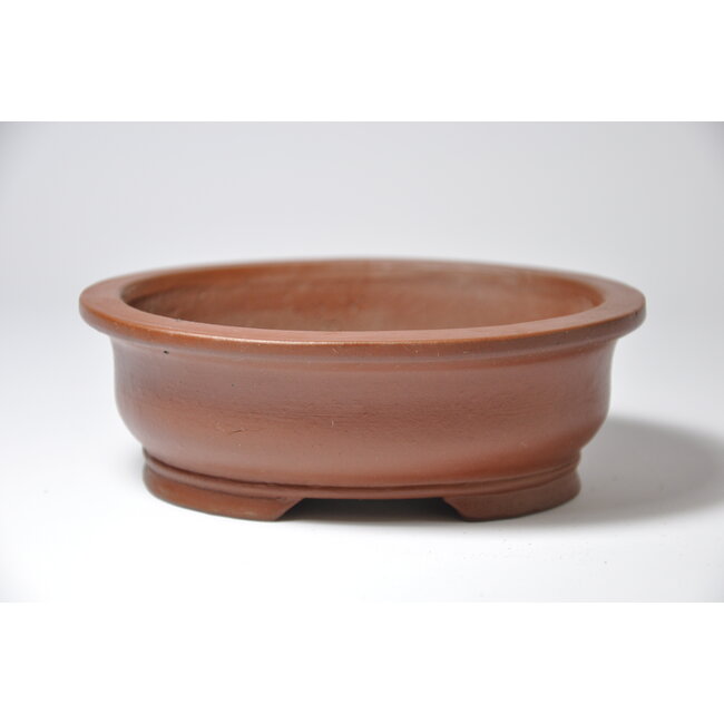 Oval unglazed Shibakatsu pot - 125 x 101 x 43 mm