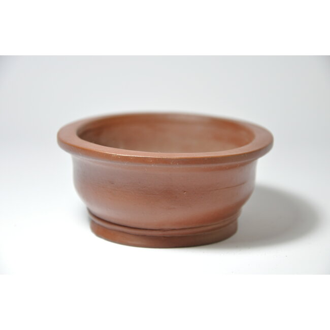 Oval unglazed Shibakatsu pot - 125 x 101 x 43 mm