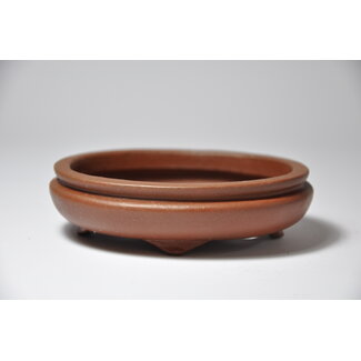 Shibakatsu (Katsuichi Shibata) Oval unglazed Shibakatsu pot - 101 mm