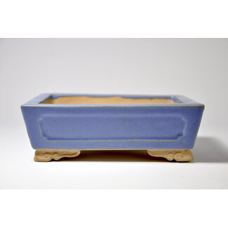 Shibakatsu (Katsuichi Shibata) Rectangular blue glazed Shibakatsu pot - 150 mm