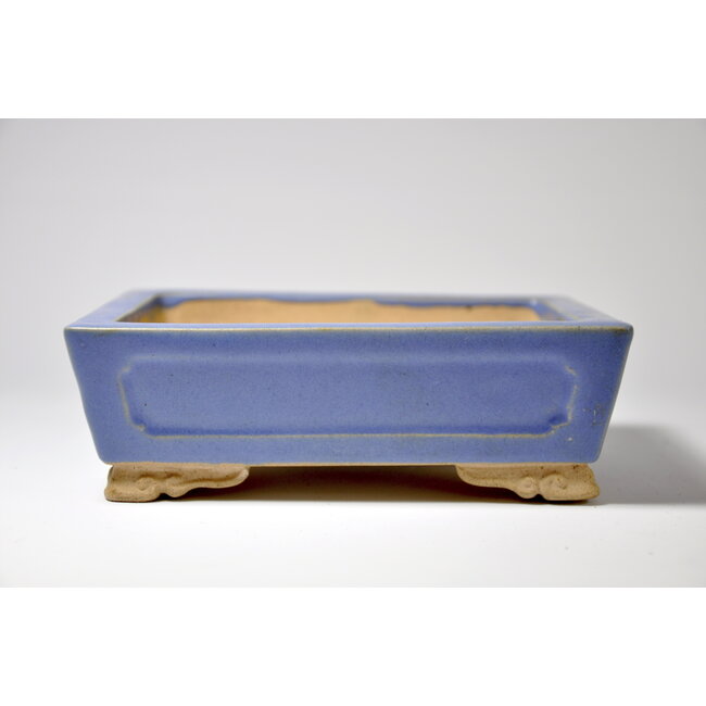 Rechthoekige blauw geglazuurde Shibakatsu-pot - 150 x 113 x 49 mm