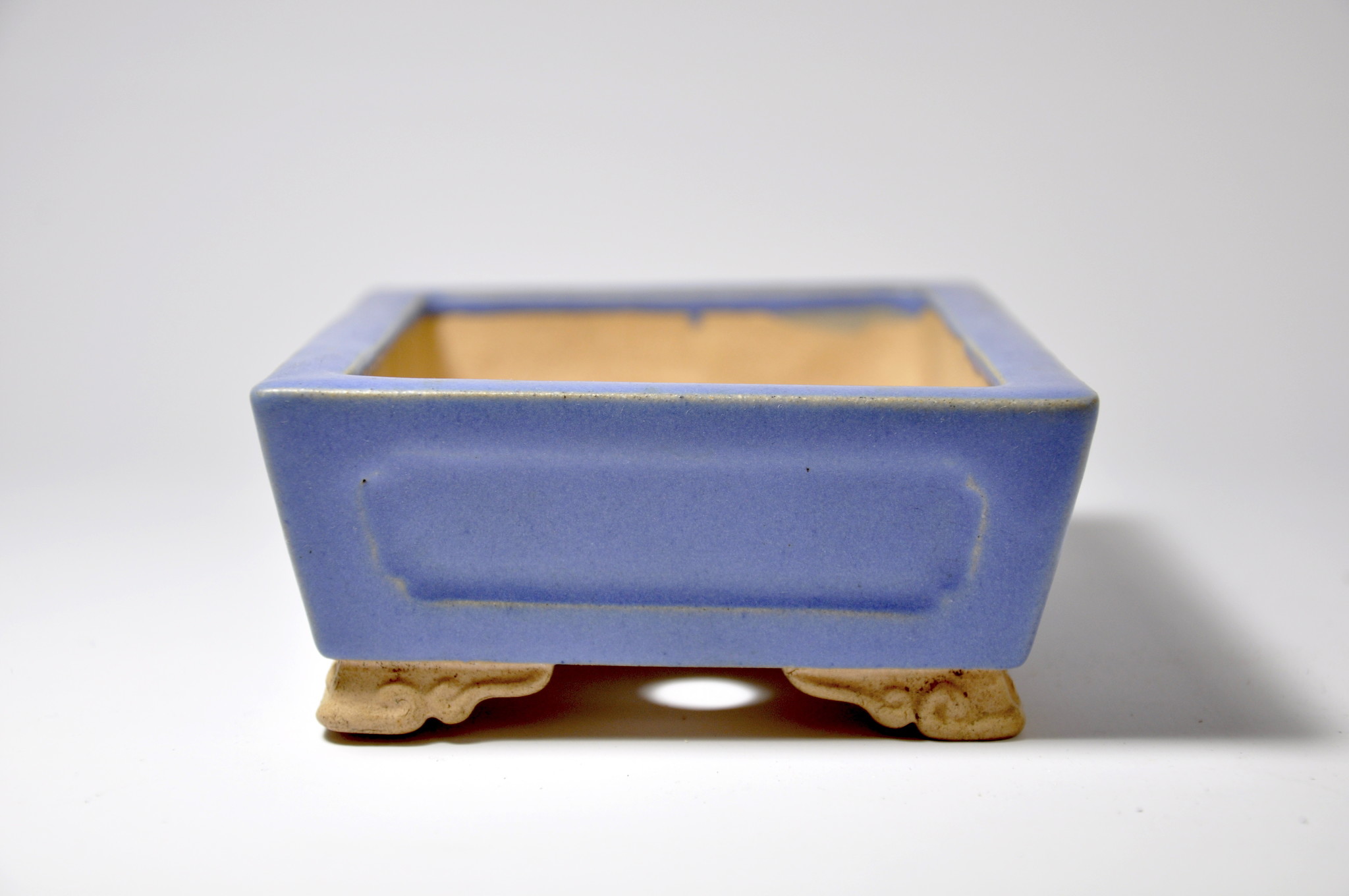 Rechteckiger blau glasierter Shibakatsu-Topf - 150 x 113 x 49 mm
