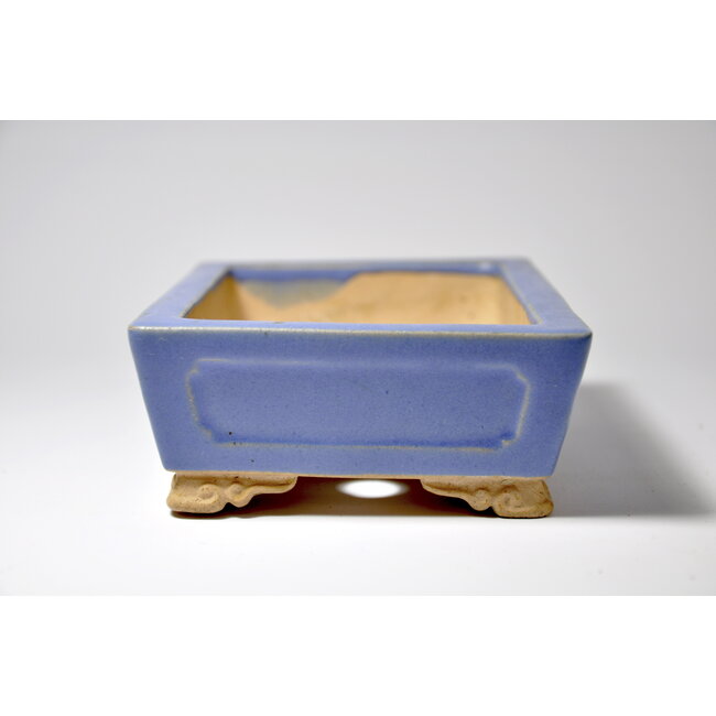 Rechthoekige blauw geglazuurde Shibakatsu-pot - 150 x 113 x 49 mm