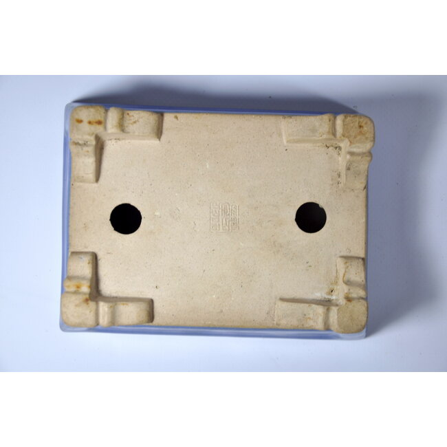 Rechthoekige blauw geglazuurde Shibakatsu-pot - 150 x 113 x 49 mm