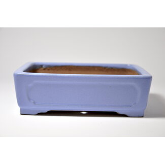 Shibakatsu (Katsuichi Shibata) Rectangular blue glazed Shibakatsu pot - 156 mm