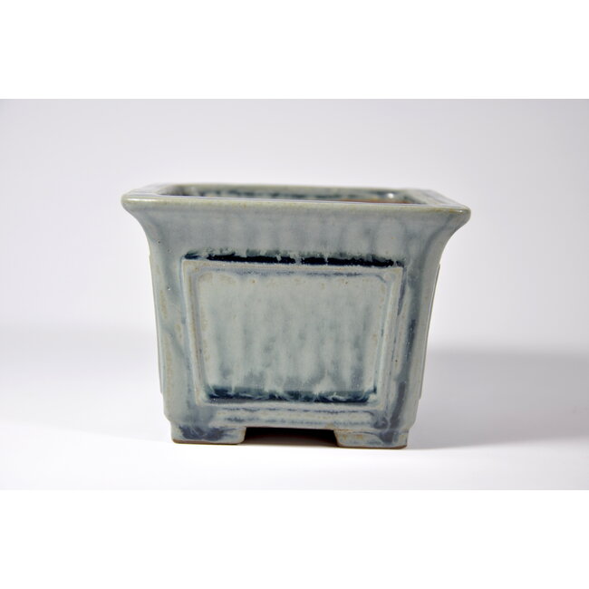 Vierkant blauw geglazuurde Shibakatsu-pot - 124 x 124 x 90 mm
