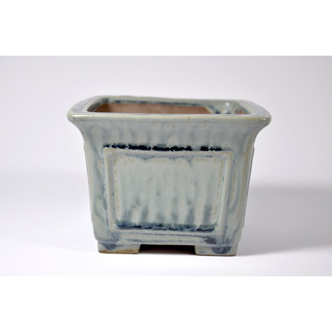 Vierkant blauw geglazuurde Shibakatsu-pot - 124 x 124 x 90 mm