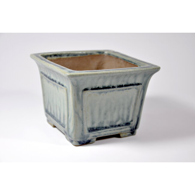 Pot Shibakatsu carré bleu vitré - 124 x 124 x 90 mm