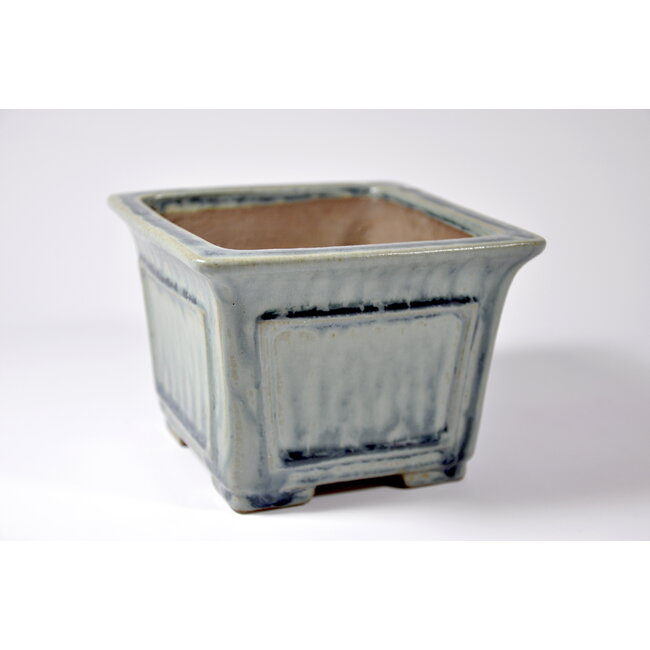 Pot Shibakatsu carré bleu vitré - 124 x 124 x 90 mm