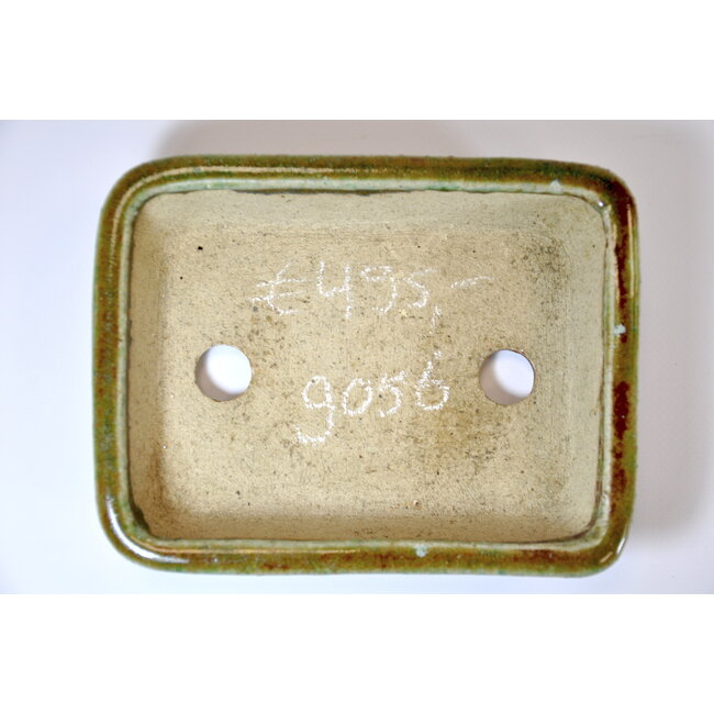 Rechthoekige groen geglazuurde Koto Chukan pot - 170 x 130 x 35 mm