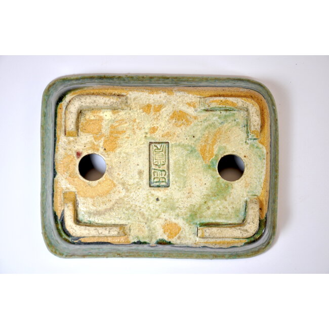 Pot Koto Chukan rectangulaire émaillé vert - 170 x 130 x 35 mm