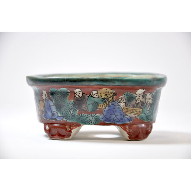 Maceta   Kutani pintada a mano ovalada - 95 x 71 x 42 mm