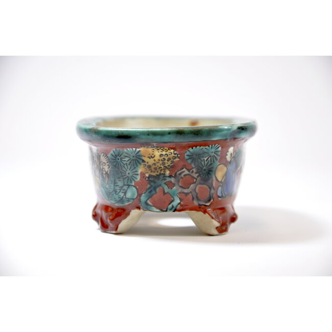 Ovale handbeschilderde Kutani-pot - 95 x 71 x 42 mm