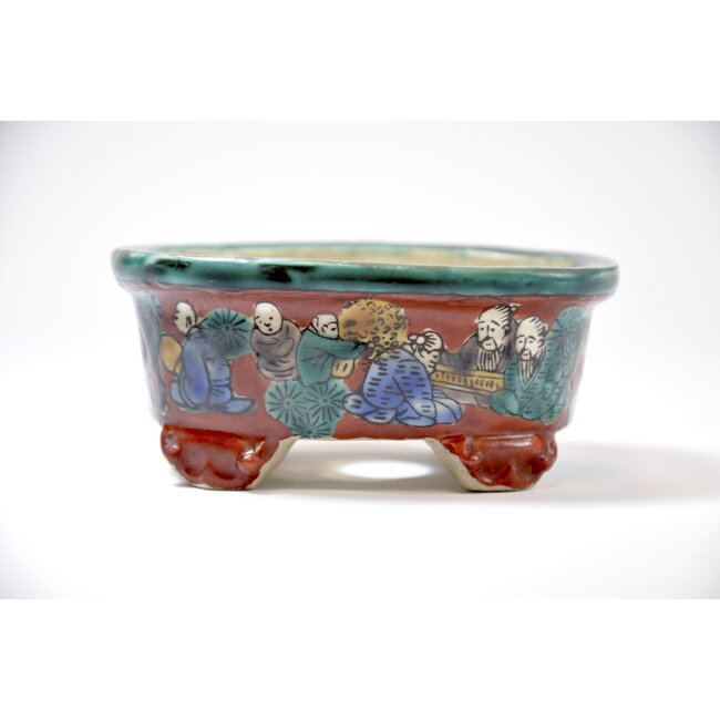 Ovale handbeschilderde Kutani-pot - 95 x 71 x 42 mm