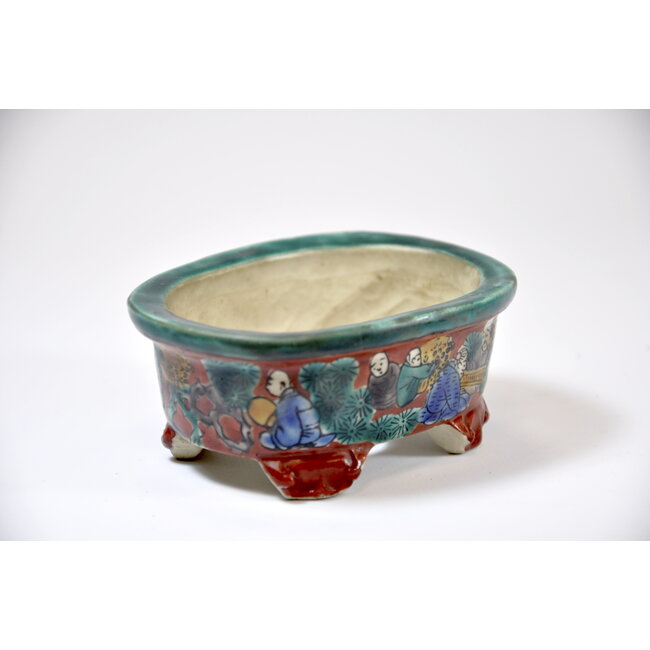 Maceta   Kutani pintada a mano ovalada - 95 x 71 x 42 mm