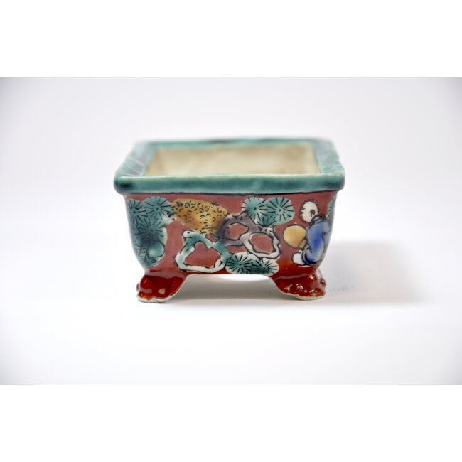 Rechthoekige handbeschilderde Kutani-pot - 90 x 62 x 35 mm