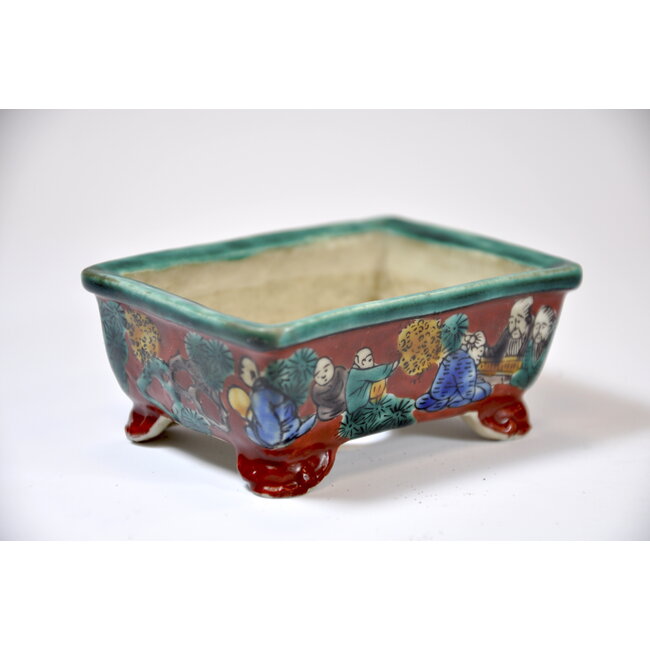 Pot Kutani rectangulaire peint à la main - 90 x 62 x 35 mm