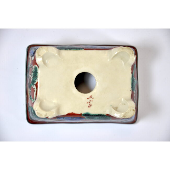 Rectangular handpainted Kutani pot - 90 x 62 x 35 mm