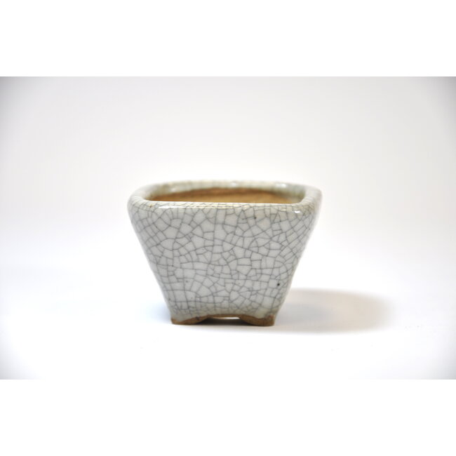 Square white craquelé  pot - 62 x 62 x 40 mm