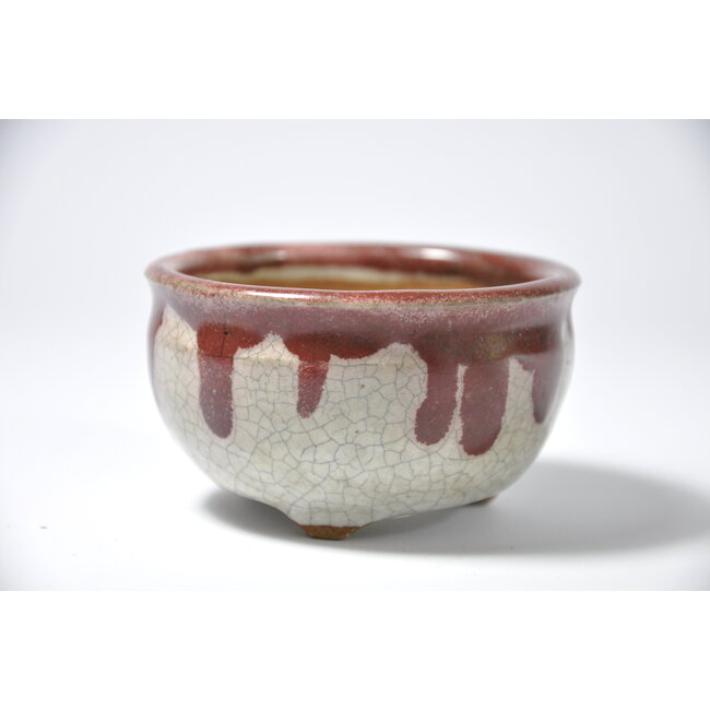 Runder weißer Craquelé-Topf - 74 x 74 x 42 mm