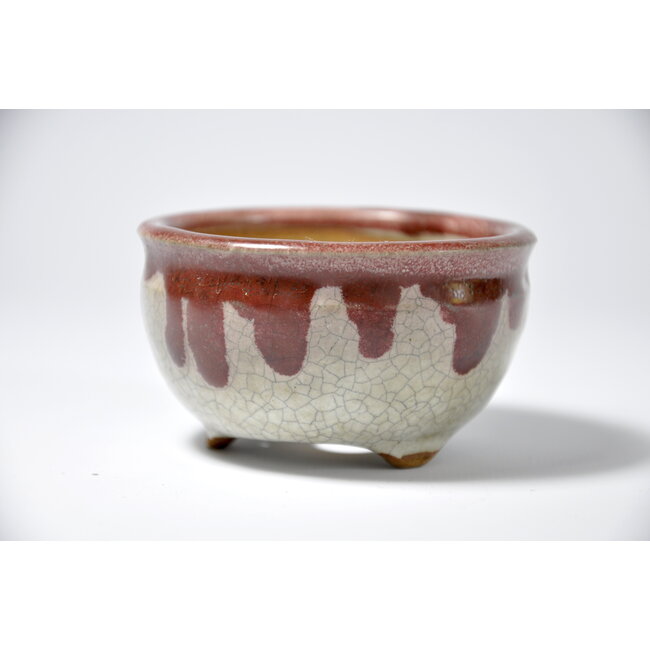 Runder weißer Craquelé-Topf - 74 x 74 x 42 mm