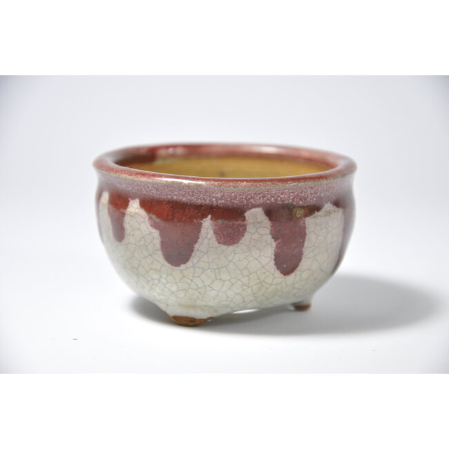 Runder weißer Craquelé-Topf - 74 x 74 x 42 mm