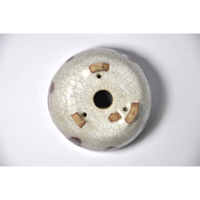 Runder weißer Craquelé-Topf - 74 x 74 x 42 mm