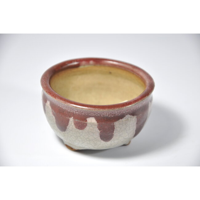 Maceta redonda de craquelé blanco - 74 x 74 x 42 mm