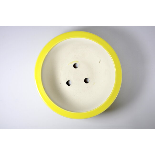 Rond geel geglazuurde Seifu-pot - 149 x 149 x 64 mm