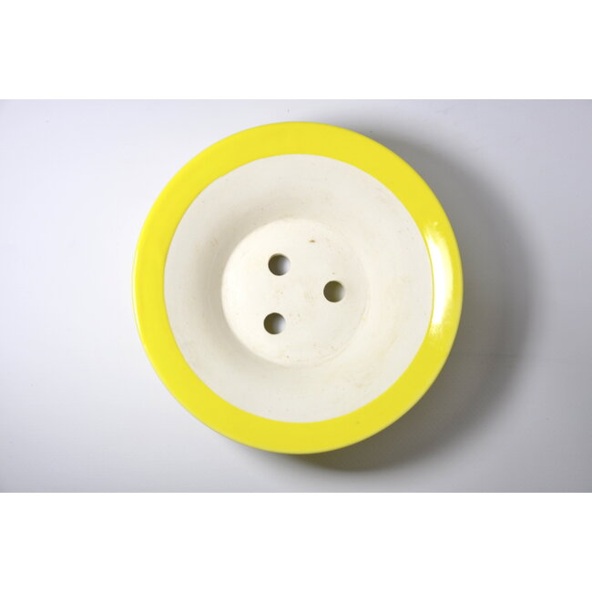 Rond geel geglazuurde Seifu-pot - 147 x 147 x 47 mm