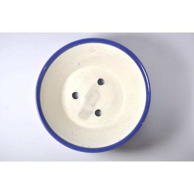 Runder blau glasierter Seifu-Topf - 150 x 150 x 68 mm