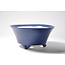 Rond blauw geglazuurde Seifu-pot - 148 x 148 x 69 mm