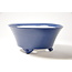 Rond blauw geglazuurde Seifu-pot - 148 x 148 x 69 mm