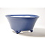 Round blue glazed Seifu pot - 148 x 148 x 69 mm