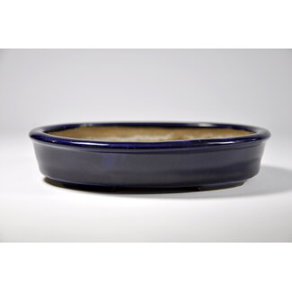Heian Chikuzan Oval blue glazed  pot - 155 mm - Heian Chikuzan