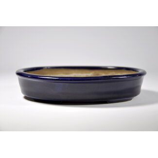 Heian Chikuzan Ovale blauw geglazuurde pot - 155 mm - Heian Chikuzan