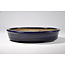 Oval blue glazed  pot - 155 x 129 x 30 mm