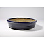 Oval blue glazed  pot - 155 x 129 x 30 mm