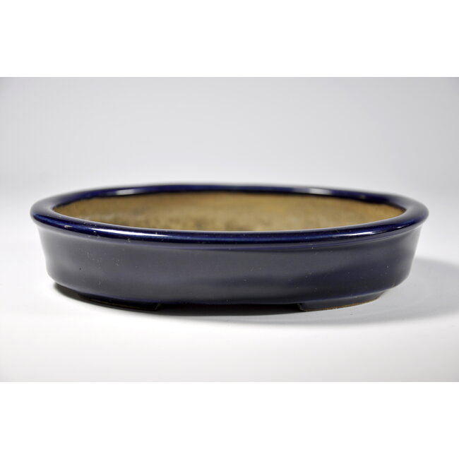 Vaso ovale smaltato blu - 155 x 129 x 30 mm