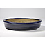 Oval blue glazed  pot - 155 x 129 x 30 mm