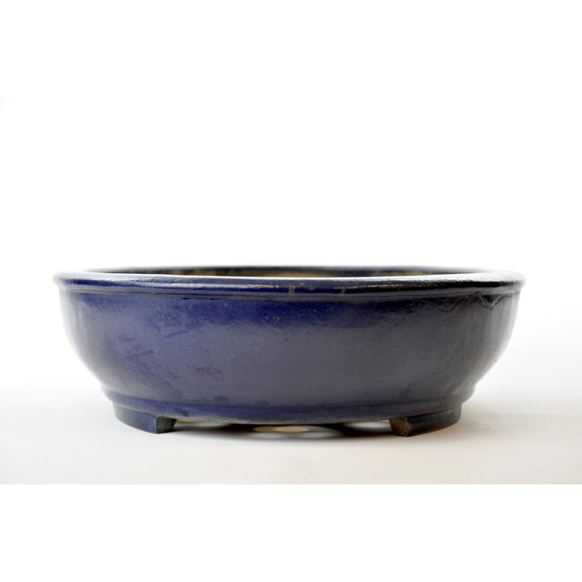 Pot Senzan ovale bleu vitré - 490 x 370 x 110 mm
